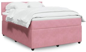 Cama com molas/colchão 160x200 cm veludo rosa