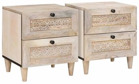 vidaXL Armário de Cabeceira com gaveta 2 pcs Bege 40 x 33 x 46 cm