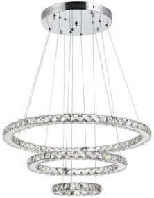 HOMCOM Lustre Luminária Pendente de Cristal Moderno Lâmpada Pendurada LED 4000K Luz Branca para Salão Sala de Jantar Ф60x110 cm | Aosom Portugal