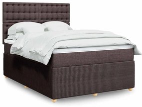 vidaXL Cama com molas/colchão 140x190 cm tecido castanho-escuro