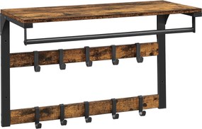 Cabide de parede com prateleira Estilo industrial 65 x 30 x 42 cm castanho Vintage-preto