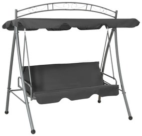 vidaXL Baloiço jardim convertível + toldo 198x120x205cm aço antracite