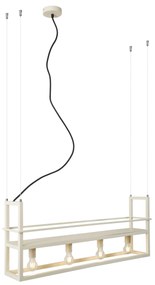 Candeeiro suspenso industrial bege 4 luzes - Cage Rack Industrial