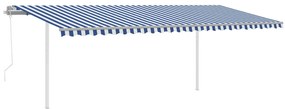 Toldo automático c/ LED e sensor de vento 6x3,5 m azul e branco