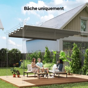 Lona para tenda retrátil de 3 x 3 m – apenas a lona, 250 x 255 cm (ESTRUTURA NÃO ESTÁ INCLUÍDA), cinzento claro