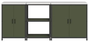 Conjunto de Armazenamento de Cozinha 3 pcs Verde Oliva