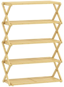 HOMCOM Sapateira Estreita de Bambu Dobrável de 5 Níveis para Entrada Corredor Quarto 60x29x88 cm Madeira | Aosom Portugal
