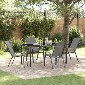 Conjunto de Jantar de 5 Peças vidaXL Cinza Textilene e Aço