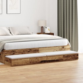 Gavetas de Cama vidaXL em Madeira Velha 180x36,5x16,5 cm em Madeira de Engenharia