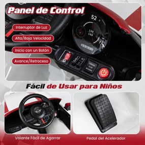Carrinho Elétrico Infantil 12V para crianças 3-6 anos, 97 x 55 x 48 cm, Dois Modos de Condução, Branco