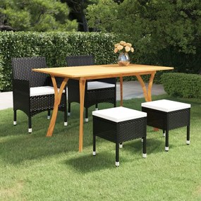 vidaXL 5 pcs conjunto de jantar para jardim preto