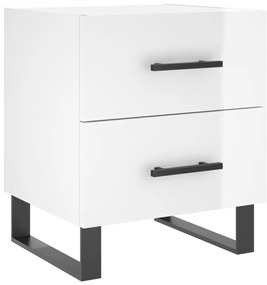 Mesas de cabeceira 2pcs derivados de madeira branco brilhante