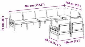 Conjunto de Sofá de Jardim 8 pcs Cinzento-escuro Aço