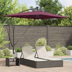 vidaXL Guarda-sol de Bananeira Cantilever com bloqueio Vermelho bordô