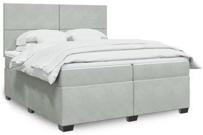 vidaXL Cama com molas/colchão 200x200 cm veludo cinzento-claro
