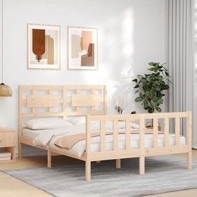 Estrutura de cama com cabeceira 140x190 cm madeira maciça