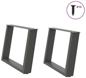 Pés para mesa de centro em forma de U, 2 peças, antracite, 70x (42-43)