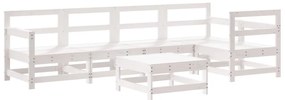 6pcs conjunto lounge jardim c/ almofadões madeira maciça branco
