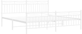 Estrutura de cama com cabeceira e pés 183x213 cm metal branco