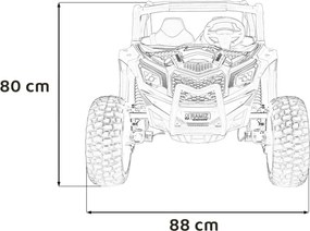 Buggy elétrico para Crianças 24V, 4x4, 4 motores 200W, UTV X3 Off-Road, Rodas de espuma EVA, 2x Assentos Couro ecológico Vermelho
