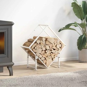 vidaXL Suporte para lenha 60x25x60 cm aço laminado a frio branco
