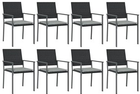 9 pcs conjunto de jantar p/ jardim com almofadões vime PE e aço