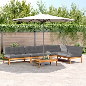 vidaXL 5 pcs móveis de paletes p/ jardim com almofadões acácia maciça
