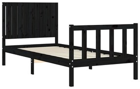 Estrutura de cama com cabeceira 90x200 cm madeira maciça preto