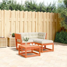 3 pcs conj. sofás jardim almofadões pinho maciço castanho cera