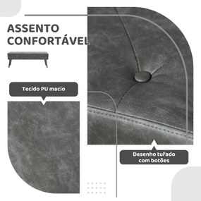 Banco de Pé de Cama Multifuncional Clássico Banco Dormitório com Pés de Madeira e Assento Acolchoado 114x38x42 cm Cinza