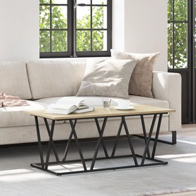vidaXL Mesa de Centro Carvalho Sonoma 100x50x40 cm Feita de Madeira Engenheirada e Metal