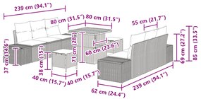 Conjunto de Sofás de Jardim de 9 Peças com Almofadas Vime Poli Acácia