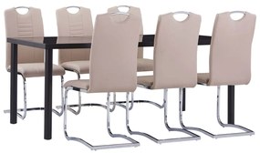 vidaXL 7 pcs conjunto de jantar couro artificial cappuccino
