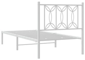 Estrutura de cama com cabeceira 75x190 cm metal branco