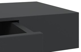 Prateleira de parede suspensa com gaveta 80x25x8 cm preto