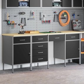 Conjunto de Mesa e Armário de Trabalho VidaXL 4 Peças Preto em Madeira