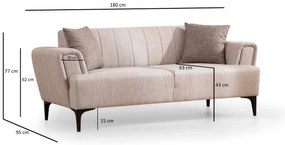 Sofá de 2 Lugares Hamlet – Bege – 180x95x77 cm