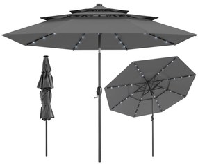 Guarda-sol solar de 10 pés com 32 luzes LED, parte superior ventilada de 3 camadas, bege