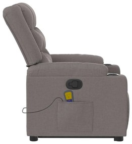 Poltrona elevatória de massagens tecido cinzento-acastanhado