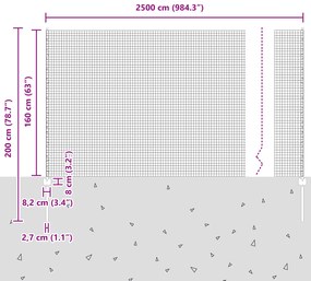 Cerca de Arame Soldado com 22 Postes Cinza 1,6 x 25 m Aço