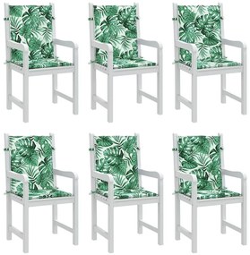 Almofadas de cadeira 6 pcs Padrão de folhas 100 x 50 x 3 cm