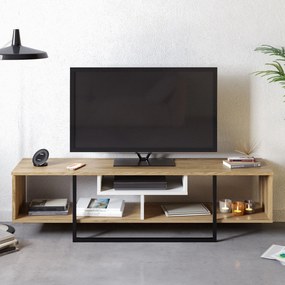 Móvel TV Asal – Branco/Preto/Carvalho – 149,4 cm x 40,2 cm x 35,2 cm