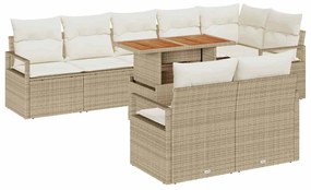 Conjunto de Sofá de Jardim 9 Peças com Almofadas em Rattan Sintético B