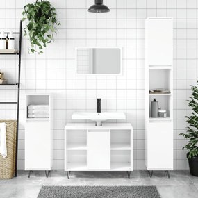 vidaXL Armário WC 80x33x60 cm derivados de madeira branco brilhante