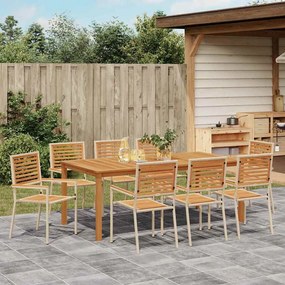 Conjunto de Jantar de Jardim 9 pcs Bege 200 x 100 x 74 cm