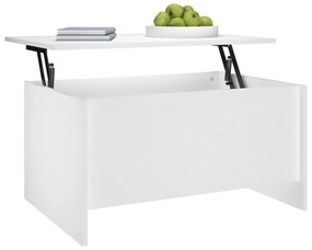 Mesa de Centro Beira Elevatória de 80 cm - Branco - Design Moderno