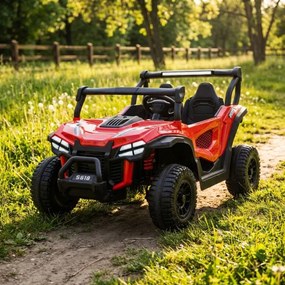 Carro elétrico para Crianças 24V, 4x4, 2 lugares Gravity Buggy Rodas de espuma EVA e assento Couro ecológico Vermelho