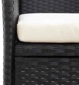 Banco de jardim 2 lugares com mesa centro 143 cm vime PE preto