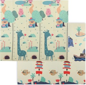 Tapete de Atividades para Bebé Dobrável e Reversível 196x176 cm Tapete de Brincar para Bebé XPE Dupla Face Impermeável Multicolor