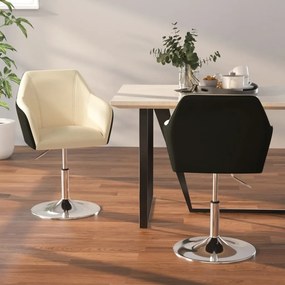 vidaXL Cadeiras de jantar 2 pcs couro artificial cor creme e preto